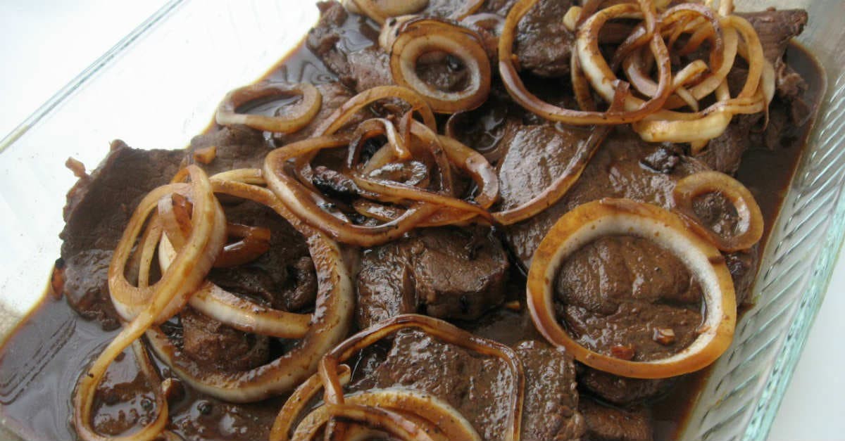 Receita de Bife de Fígado Acebolado, 357,53 calorias por porção